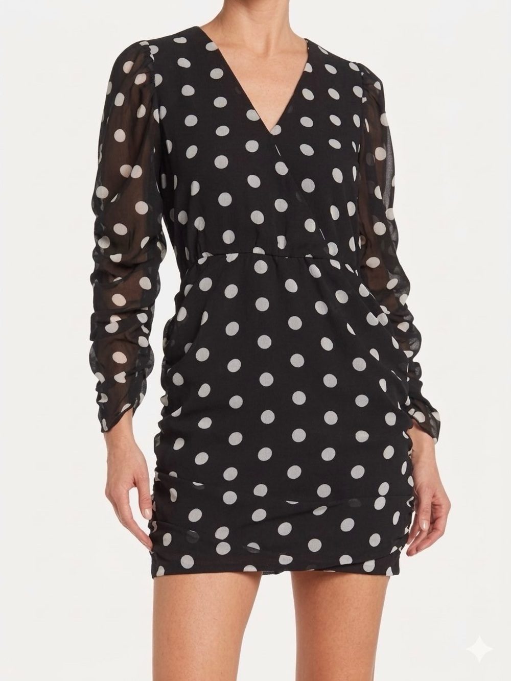 $395 Walter Baker Polka Dots Ruffled Mini Cocktail Dress Size S Bodycon Feminine